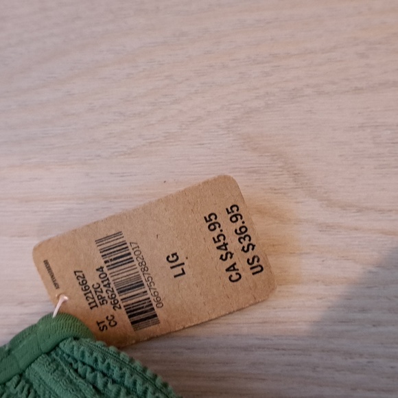 Pink swimsuit top in green, size large - Picture 2 of 5